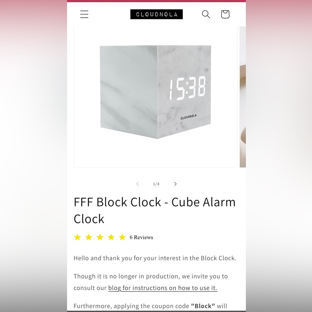 Cloudnola Block Clock new in box